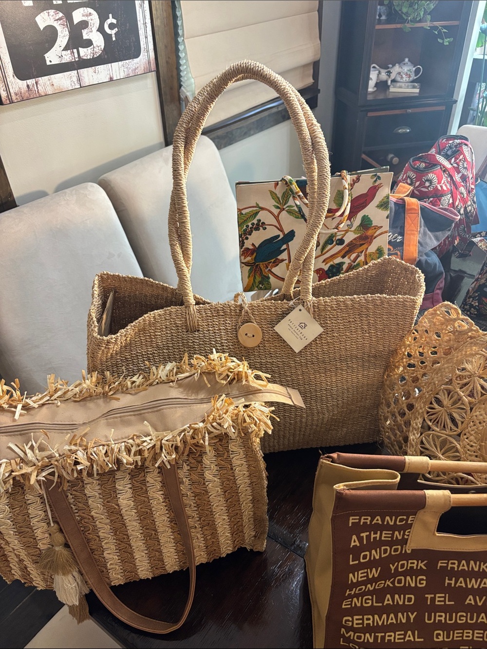 Bag Blowout Sale! Natural Straw Totes-Handwoven-Canvas and more……..